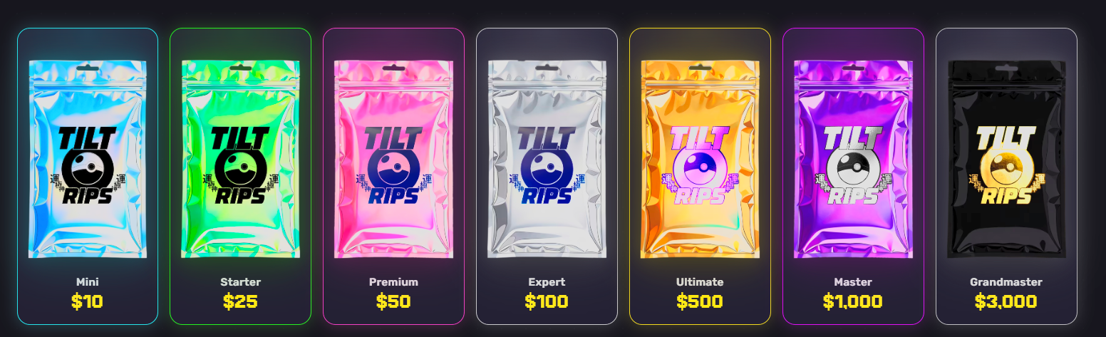 Tilt Rips pack tiers from Mini to Grandmaster